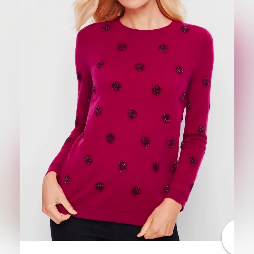27% Lambswool Talbots Tinsel Dot Bateau Neckline